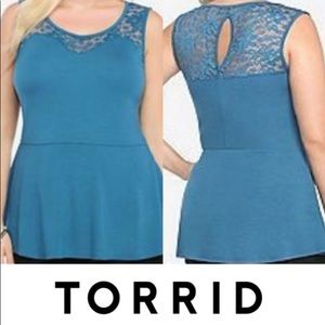 Torrid Blue Lace Sweetheart Peplum Top 2